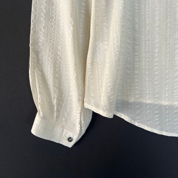 Zeus + Dione silk women’s embroidered long sleeves button front shirt blouse - Picture 8 of 8